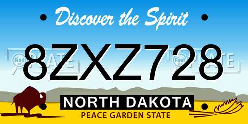 8ZXZ728 North Dakota License Plate