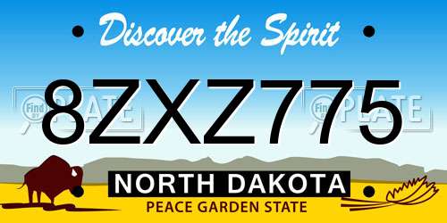 8ZXZ775 North Dakota License Plate