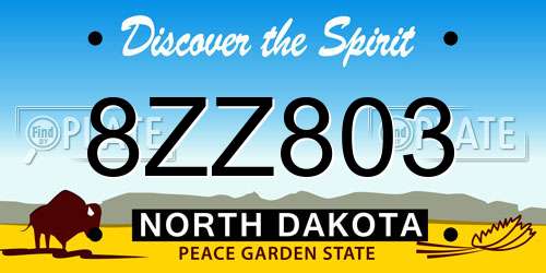 8ZZ803 North Dakota License Plate