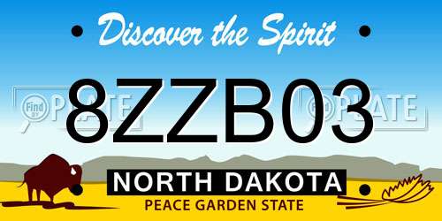8ZZB03 North Dakota License Plate
