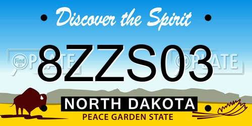 8ZZS03 North Dakota License Plate