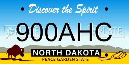 900AHC North Dakota License Plate