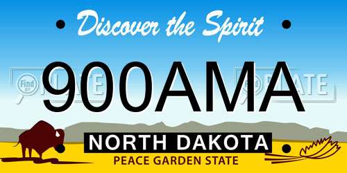 900AMA North Dakota License Plate