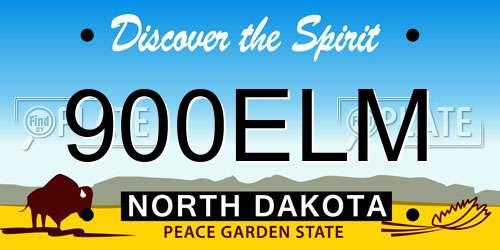 900ELM North Dakota License Plate