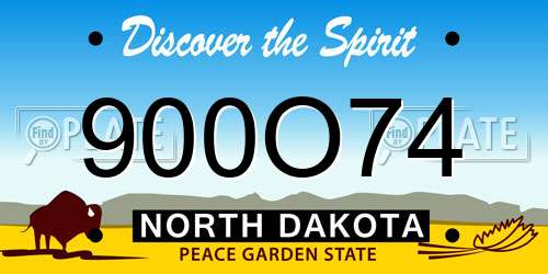 900O74 North Dakota License Plate