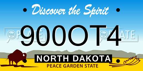 900OT4 North Dakota License Plate