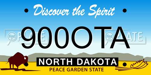 900OTA North Dakota License Plate