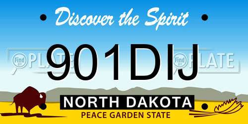 901DIJ North Dakota License Plate