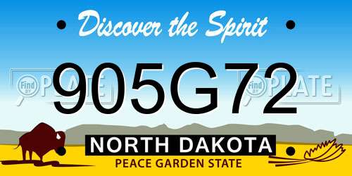 905G72 North Dakota License Plate