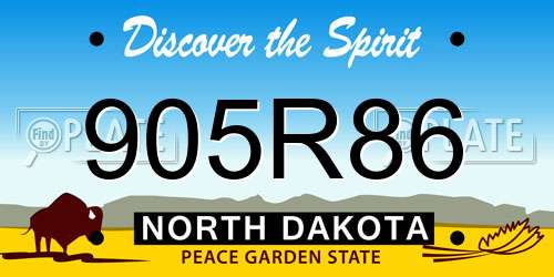905R86 North Dakota License Plate