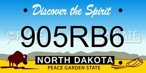 905RB6 North Dakota License Plate