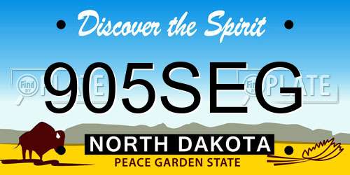 905SEG North Dakota License Plate