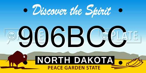 906BCC North Dakota License Plate