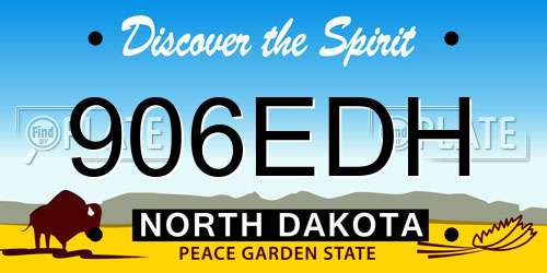 906EDH North Dakota License Plate