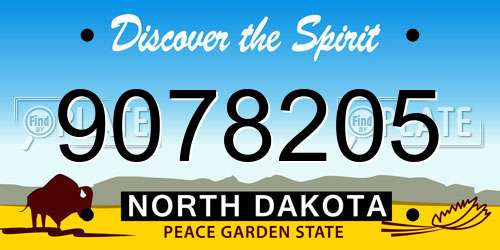 9078205 North Dakota License Plate