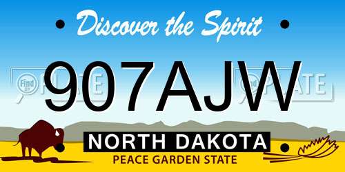 907AJW North Dakota License Plate