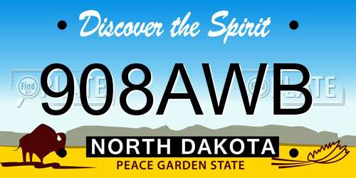 908AWB North Dakota License Plate