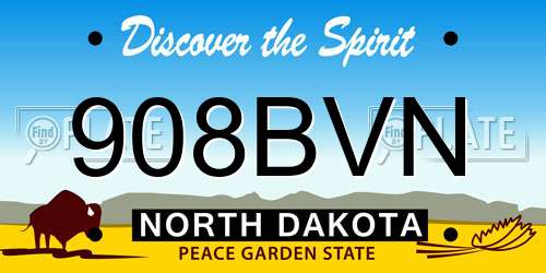 908BVN North Dakota License Plate