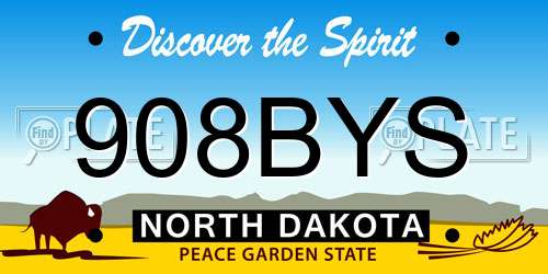 908BYS North Dakota License Plate