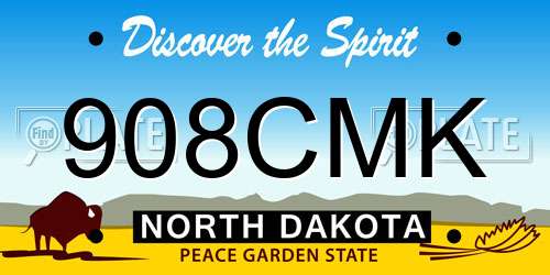 908CMK North Dakota License Plate