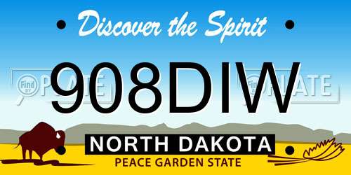 908DIW North Dakota License Plate