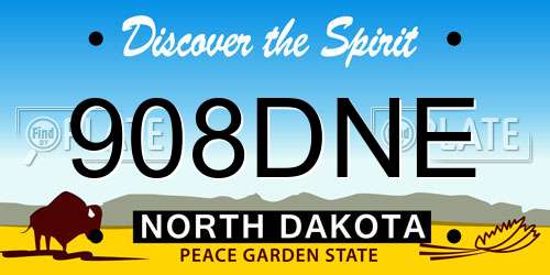 908DNE North Dakota License Plate