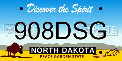 908DSG North Dakota License Plate