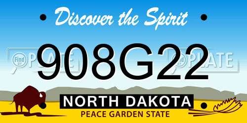 908G22 North Dakota License Plate