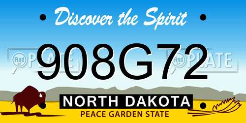 908G72 North Dakota License Plate