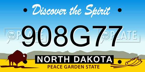 908G77 North Dakota License Plate