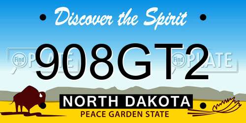 908GT2 North Dakota License Plate
