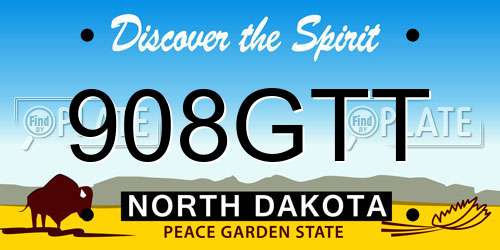 908GTT North Dakota License Plate