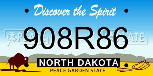 908R86 North Dakota License Plate