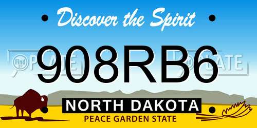 908RB6 North Dakota License Plate