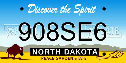 908SE6 North Dakota License Plate