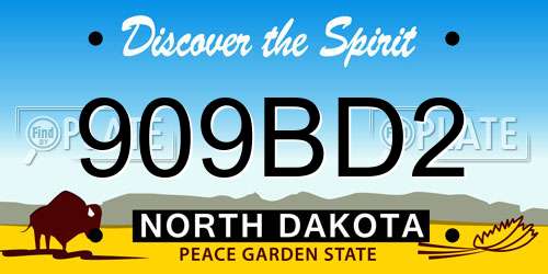 909BD2 North Dakota License Plate