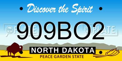 909BO2 North Dakota License Plate