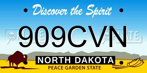 909CVN North Dakota License Plate