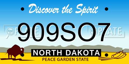 909SO7 North Dakota License Plate