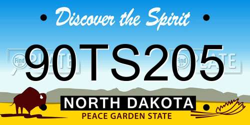 90TS205 North Dakota License Plate