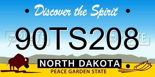 90TS208 North Dakota License Plate