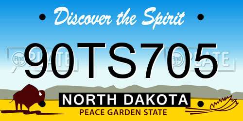 90TS705 North Dakota License Plate