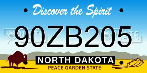 90ZB205 North Dakota License Plate