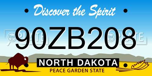 90ZB208 North Dakota License Plate