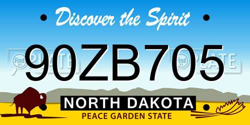 90ZB705 North Dakota License Plate