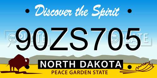 90ZS705 North Dakota License Plate