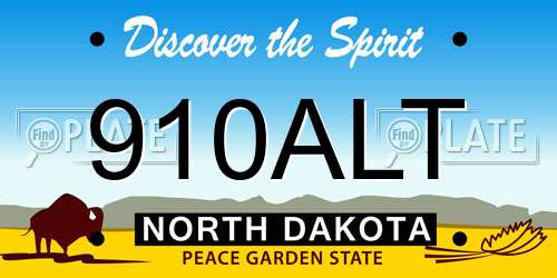 910ALT North Dakota License Plate