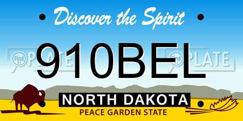 910BEL North Dakota License Plate