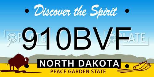 910BVF North Dakota License Plate