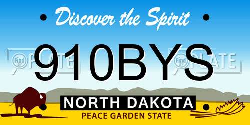 910BYS North Dakota License Plate